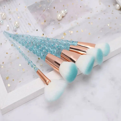 10PCS Colorful Makeup Brush Set Glitter Shinny Crystal Foundation Eyeshadow Power Brushes Cosmetic Beauty Complete Makeup Kit