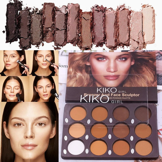 Kiko, Contour Palette Powder Bronzer Professional Contouring Makeup Palette Highlight Face