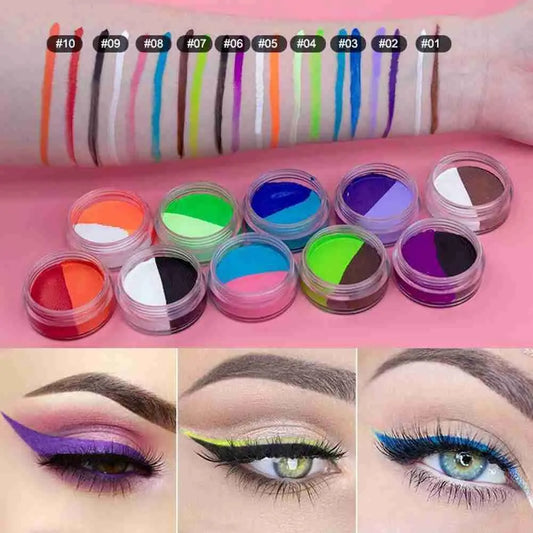 Water Activated Eyeliner Two-color fight color paint Fast-dry Pencil Smooth Eyeliner Pen Makeup Cream Eye Liner Liner cream