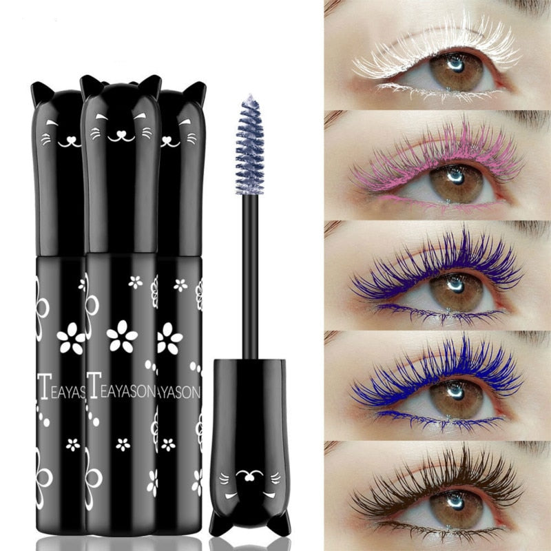 Professional Makeup Mascara Waterproof Quick-drying Eyelash Curling Lengthening Makeup Eyelashes Blue Purple Color Mascara