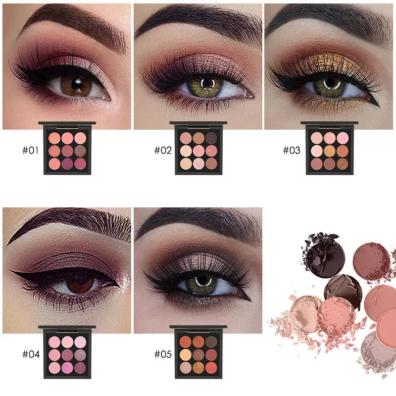 FOCALLURE 9 Colors Makeup Eyeshadow Palette Makeup Eyeshadow Palette Matte&Shimmer Smoky Eye Shadow Palette