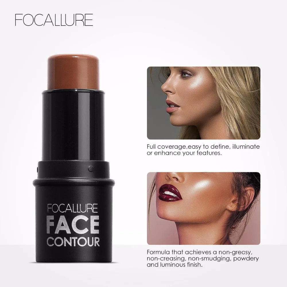 Focallure 4 Colors Highlighter Stick Silky Texture Face Contour Stick Natural Illuminate Makeup Bronzer Highlight Shaded Bar