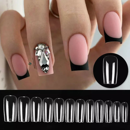 Press on Nails Coffin Nail Tips Clear Full Cover Fake Acrylic UV Gel Nails Extension System Oval Almond Sculpted False Nail Tips