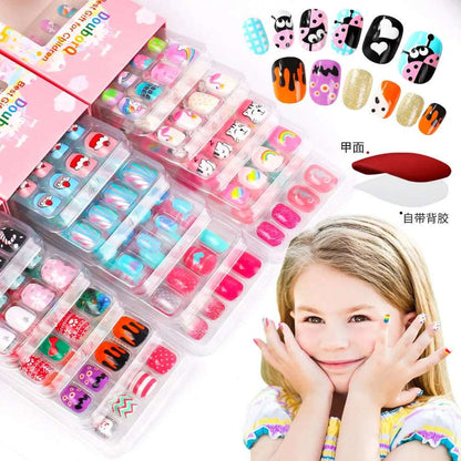 120Pcs Candy Child Nail Tips Kids False Nail Girls Cartoon Press on Nails Colorful Festival Full Cover Nails Cute Manicure Tools