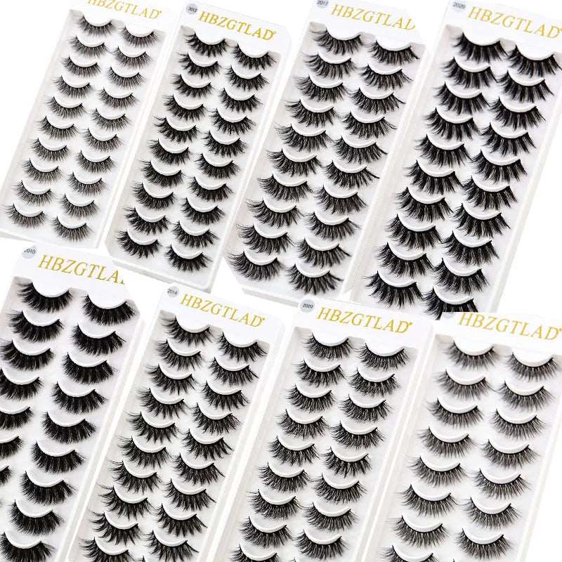 2022 NEW 10 pairs 100% Real Mink Eyelashes 3D Natural False Eyelashes 3d Mink Lashes Soft Eyelash Extension Makeup Kit Cilios