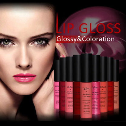 QiBest Brand Makeup Sexy Color Matte Lipstick Waterproof Lasting Batom Matter Lip Stick Nude Liquid Lipstick Lip Gloss Maquiagem