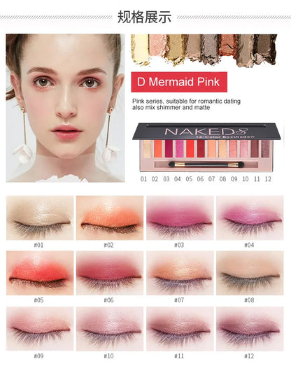 Branded Cosmetic Makeup Glitter Shimmer Matte Eye Shadow Palette Make Up 12 Colors Eyeshadow Palette Nudes Matte Women gift