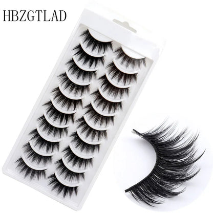 2024 NEW 10 pairs 100% Real Mink Eyelashes 3D Natural False Eyelashes 3d Mink Lashes Soft Eyelash Extension Makeup Kit Cilios