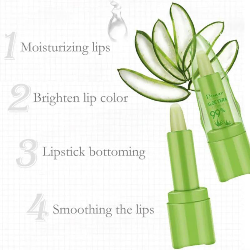 Aloe Vera Lip Stick Gloss Color Changing Pink Lipstick Matte Batons Rossetti Lipstic Balsamos Labiales Mate Labios Batom Korean