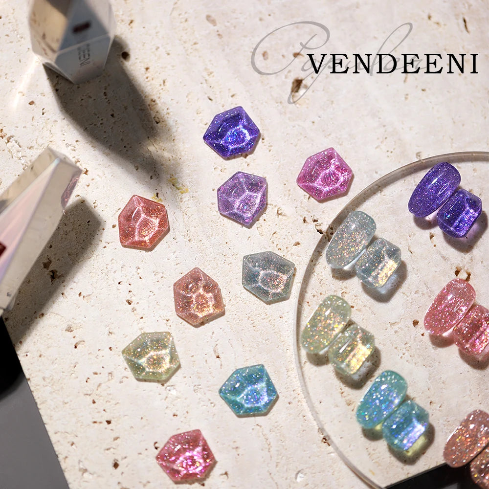 Vendeeni 9 Color Glitter Chips Diamond Gel Nail Polish Sparkling Nail Art Gel Varnish With Reflective Effect UV Nail Gel Lacquer