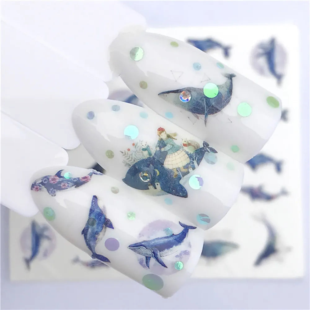 Nail Sticker Wolf Stickers Sliders For Nails Summer Full Nail Design Decorations Water Decals Animal Transfer Children's Slider
