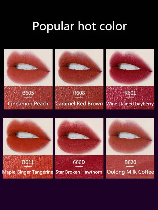 Velvet Matte Lip Glaze Air Lip Gloss Red Brown Long-lasting Waterproof Lipstick Lip Beauty Makeup Woman Beauty