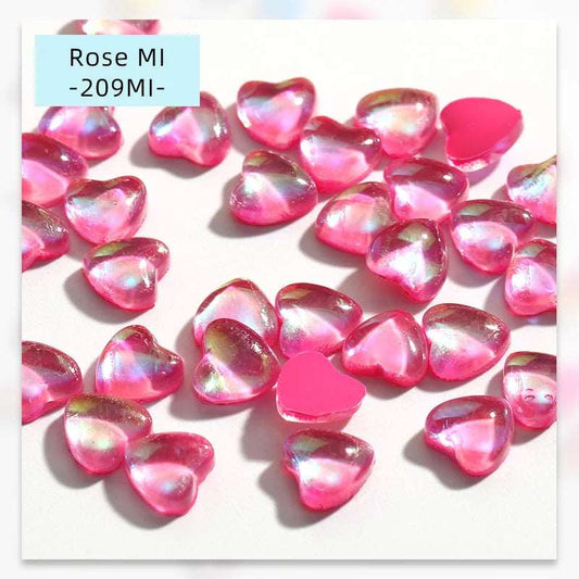 50pcs Nail Parts Heart Mocha Fluorescent Resin Charms Rhinestones Glitter Art Accessories Decoracion Uñas Kawaii Accessories