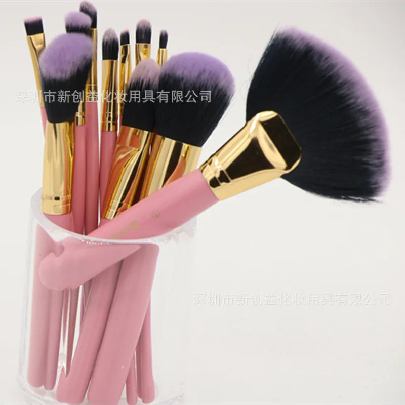 Bh Cosmetics Set of 11 Pink Cylinders with Golden Dots Makeup Brushes Professional Makeup Kit Makeup Set Box  Eyeliner Tool