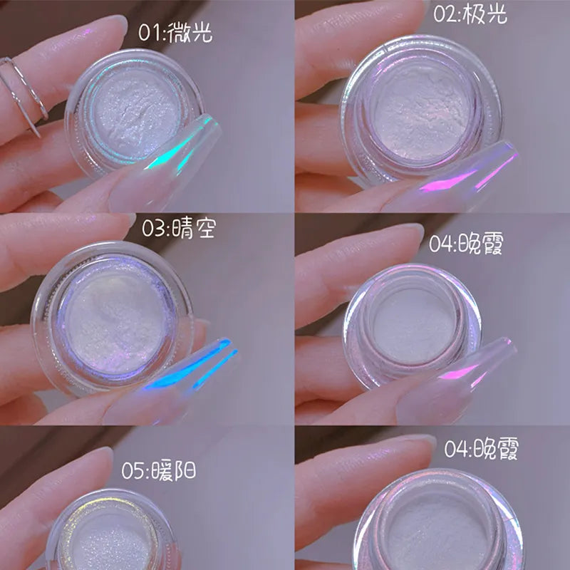 1Box Moonlight Mirror Nails Power Silver Fine Glitters Metallic Effect Pigments Gel Polish Chrome Holographic Nail Powders(0.3g)