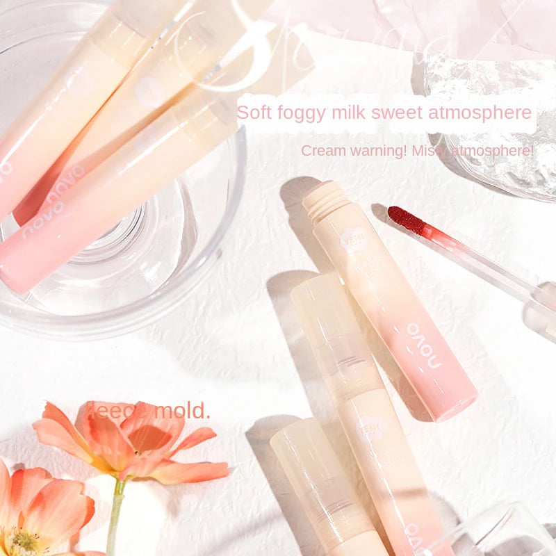 NOVO 6 Colors Lip Gloss Matte Lipstick Smooth Velvet Red Lip Tint Lip Glaze Korean Waterproof Lasting Lip Tint Makeup Cosmetics