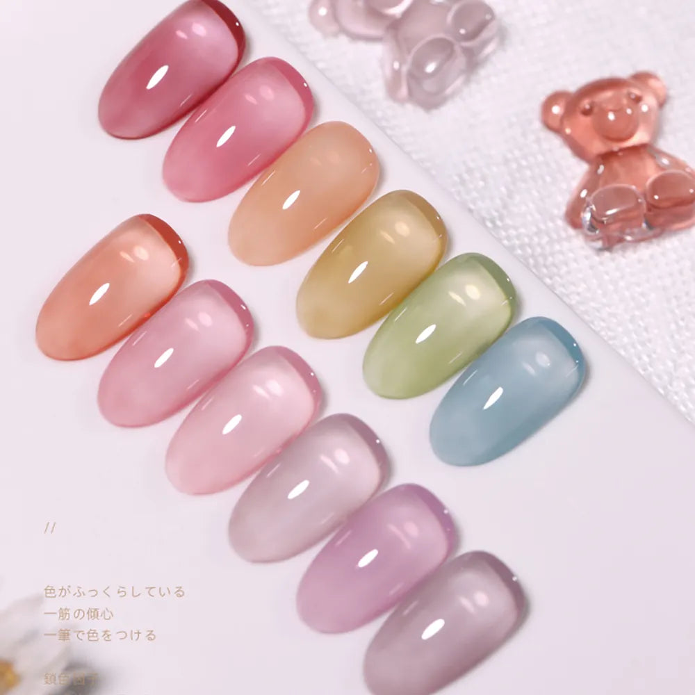 Vendeeni 24 Colors Jelly Transparent Gel Nail Polish Nude Pink Skin Color UV Soak Off Gel Varnish Jade Nail Art Gel Lacquer 15ml