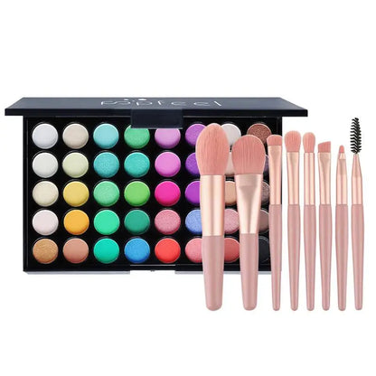 40 Color Eyeshadow Makeup Palette With Makeup Brushes Set | 40 Colors Makeup Kit Pigmented Eye Pallet Full Cosmetic Set