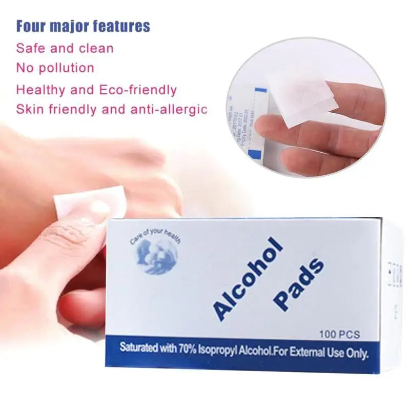 50/100 Pcs Alcohol Pad Nail Polish Remover Wet Wipe Disposable Disinfection Swab Pad Skin Cleaning Care Jewelry Phone Clean Wipe