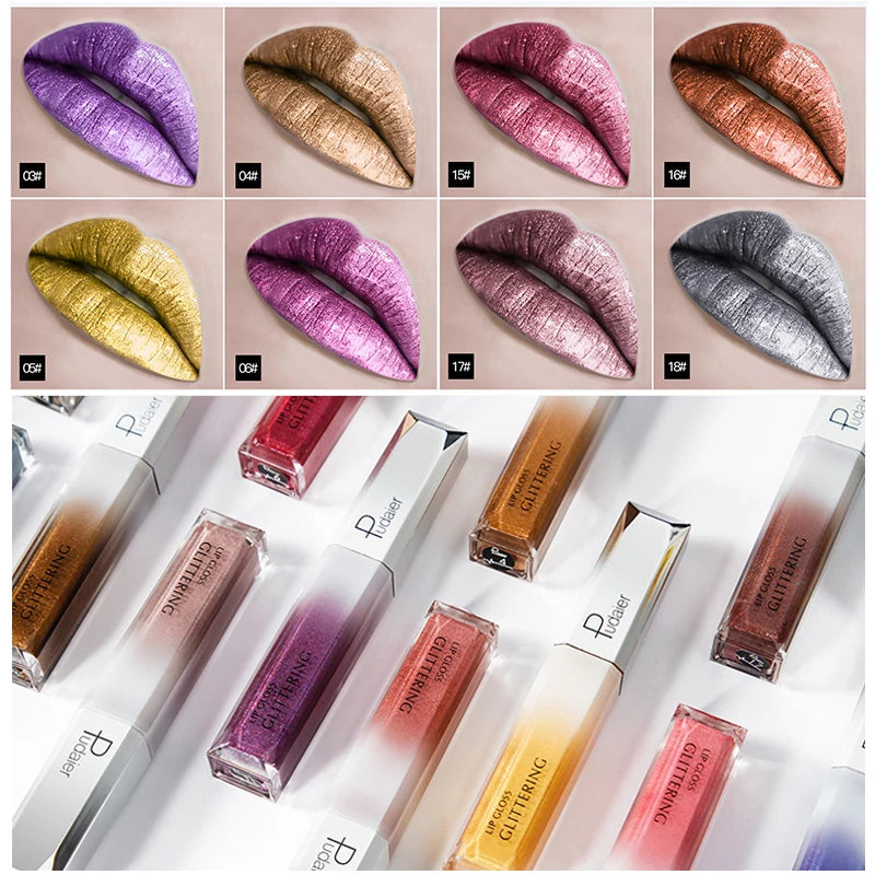 Pearlescent Lip Gloss Long Lasting Focallure Lipstick Shimmer Diamond Lip Tint Glitter Lipgloss Cosmetics For Daily Makeup
