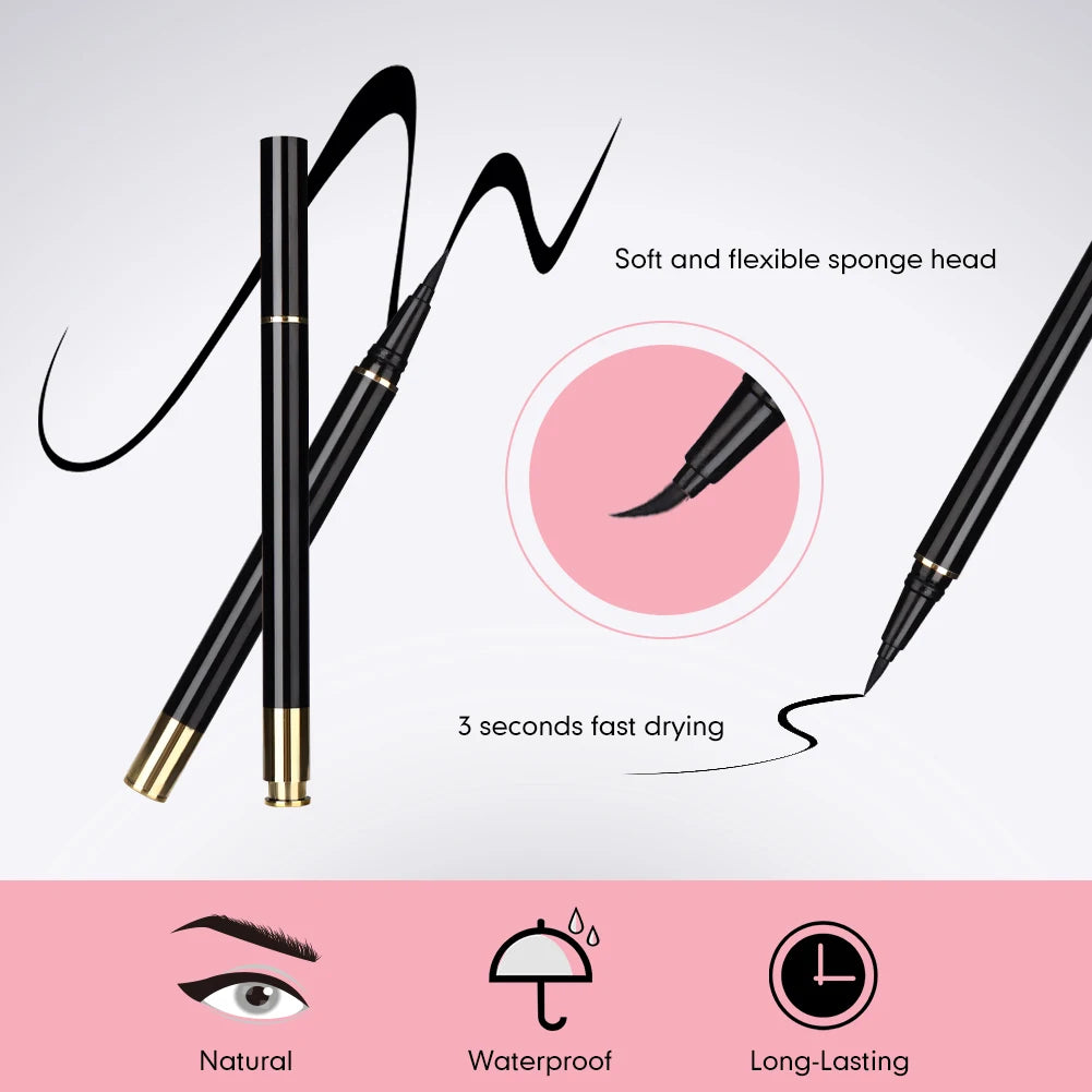 MILAMOD Black Liquid Eyeliner Eyelash Make Up Super Waterproof Long Lasting Eye Liner Easy to Wear Eyes Makeup Cosmetics Tools