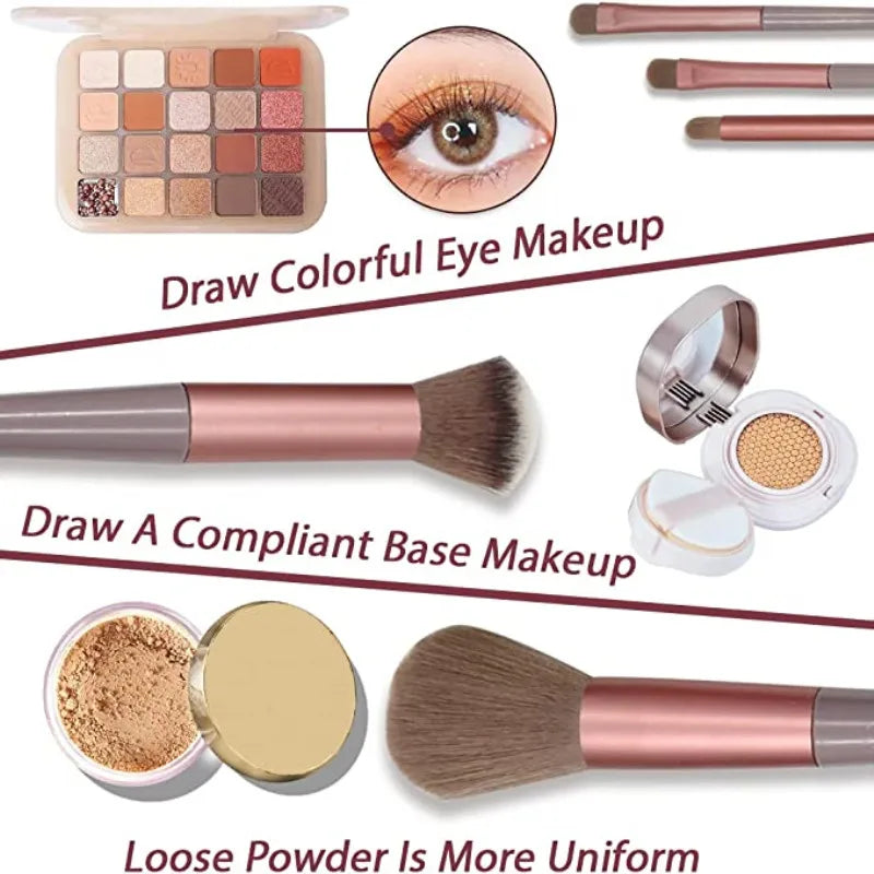 8/13pcs Soft Makeup Brushes Set Eyeliner Eye Shadow Brush Cosmetic Foundation Blush Powder Blending Beauty Makeup Tool Maquiagem