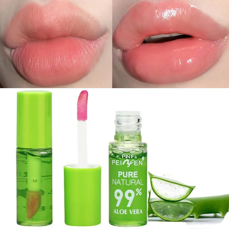 1PCS Moisturizing Natural Aloe Essence Lip Gloss Changable Color Portable Waterproof Long Lasting Nutritious Lips Care Lipstick