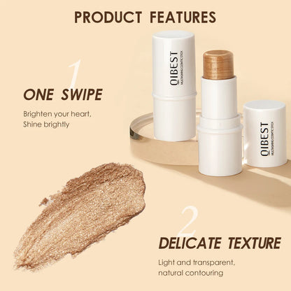 QIBEST Highlighter Makeup Glitter Contouring Bronzer For Face  Blush Sticks Shimmer Powder Texture Illuminator Women Cosmetics