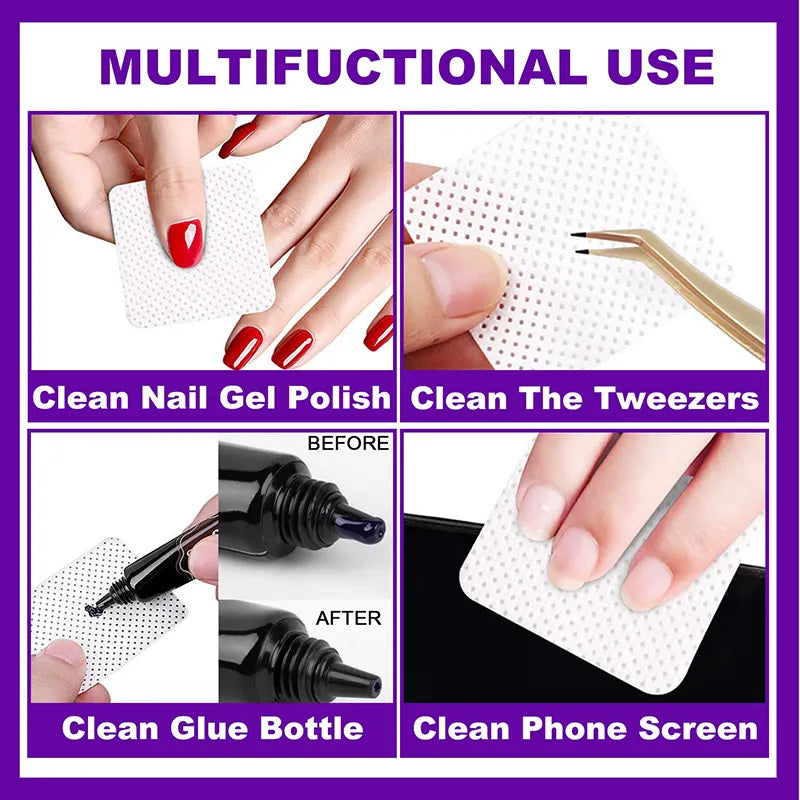 Lint Free Nail Wipes Nail Polish Remover Eyelash Extension Glue Cleaning Wipes Absorbent Soft Removal Tool for Nail Art