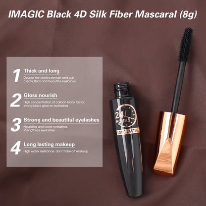Waterproof Anti-sweat Mascara Lengthens Eyelashes Extension Black Silk Fiber Mascara Female Non-smudge Mascara Makeup Cosmetic