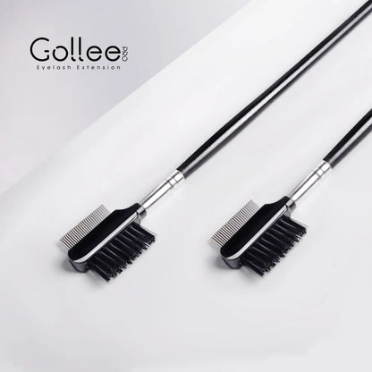 Gollee Eyelash Eyebrow Brush Comb 2 in1 Dual Purpose Eyelash Grooming Fiber Eyebrow Brush Pro Eye Makeup Tool Eyelash Comb Salon