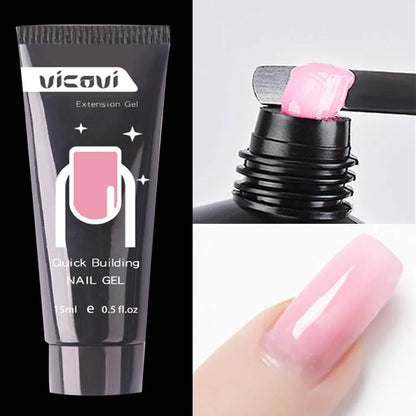 15ml Poly Acrylic Gel For Nail Extension 0.5fl.oz Quick Building Poly Nail Gel Pure/Glitter Prolong Manicure Polymer Acrylic Gel
