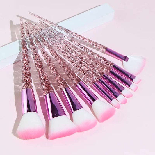 10PCS Colorful Makeup Brush Set Glitter Shinny Crystal Foundation Eyeshadow Power Brushes Cosmetic Beauty Complete Makeup Kit