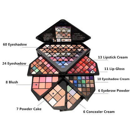 153 Color Long Lasting Waterproof Shimmer Makeup Kit Glitter Matte Eyeshadow Eyebrow Blush Palette Travel Cosmetics Set
