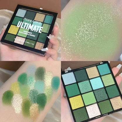 16 Color Eye Shadow Matte Pearlescent Powder Delicate And Easy To Clear Eye Shadow Palette Green Spirit