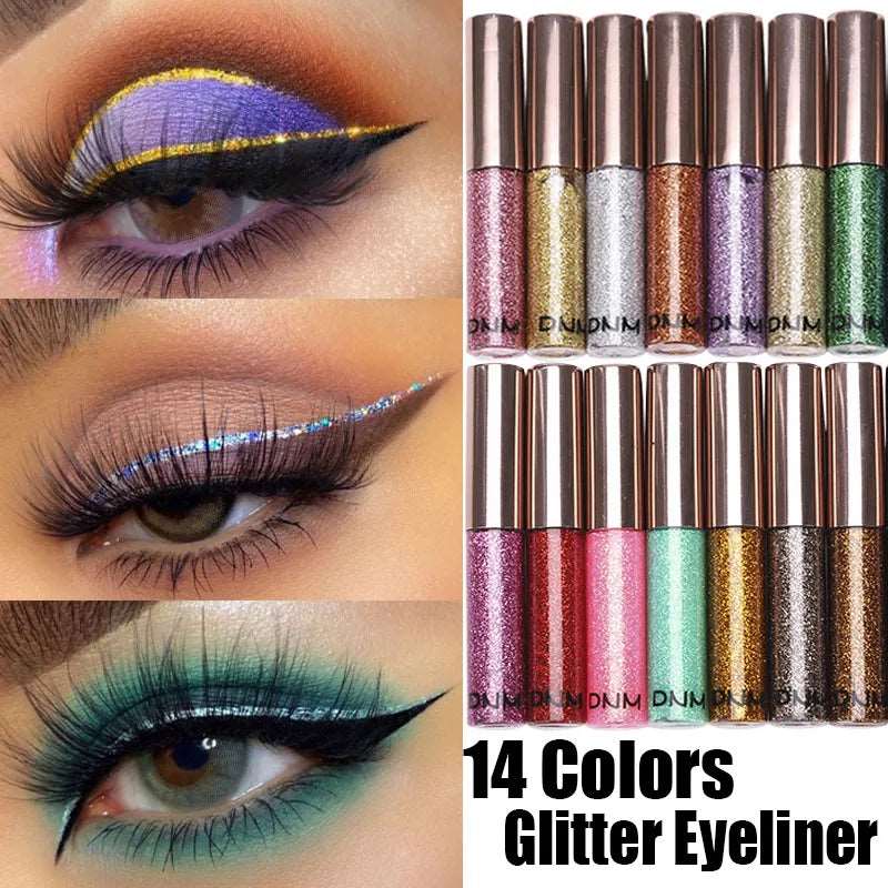 1PC Diamond Glitter Liquid Eyeliner 14 Colors Smooth Texture Waterproof Monochrome Eyeliner Sexy Makeup Beauty Cosmetic Tools