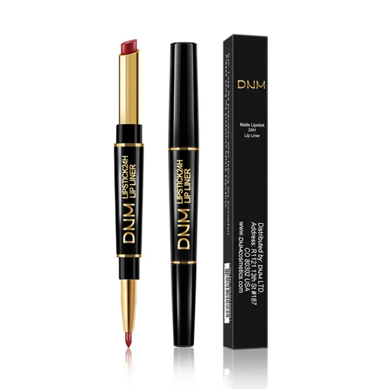 Double Ended Matte Lipstick Long Lasting Wateproof Lipsticks Brand Lip Makeup Cosmetics Dark Red Lips Liner Pencil TSLM1