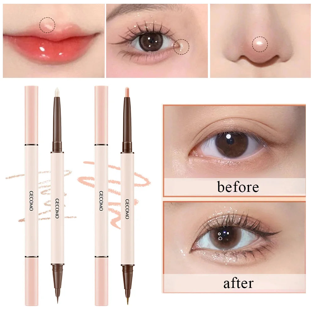 Lying Silkworm Pen Hightlight Pen Korean Cosmetics Beauty Makeup Eyeliner Pen Waterproof Double Headed 3D Make-up For Women