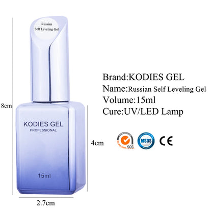 KODIES GEL Self Leveling Gel Nail Polish UV/LED Semi Permanent Varnish French Manicure Gellak 15ML Rubber Base Top Coat for Nail