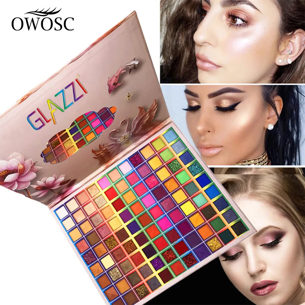OWOSC 99 Colors Eyeshadow Palette Glitter Shimmer Eye Shadow Powder Matte Glitter Eyeshadow Palette Cosmetic Makeup Kit
