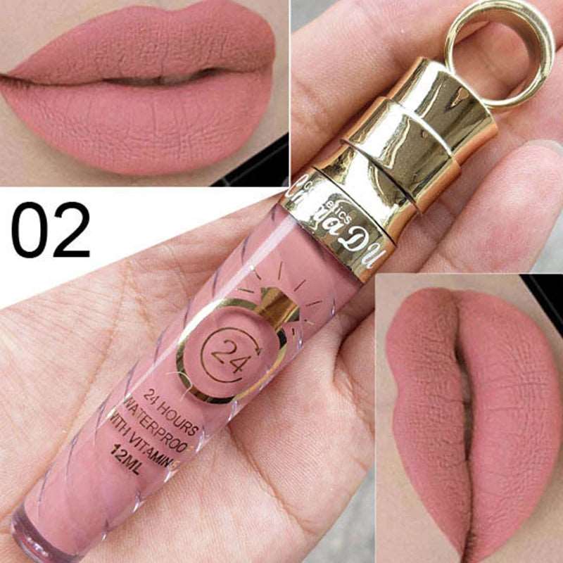 20 Colors Lipstick Waterproof Long Lasting Matte+Shimmer Mental Beauty Lip Gloss Nude Glitter Lip Gloss Beauty Sexy Lip Tint