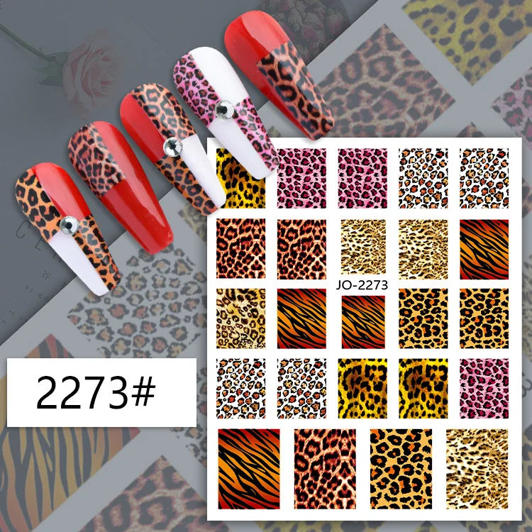 Leopard Print Nail Art Stickers French Nail Stickers Butterfly Nail Decals Zebra Geometric Lips Nail Design DIY Nail Decorations