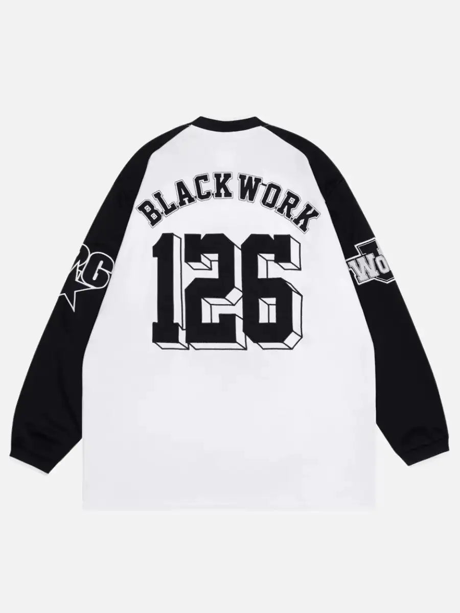 Long Sleeve Racing Black Work 126 T-shirt