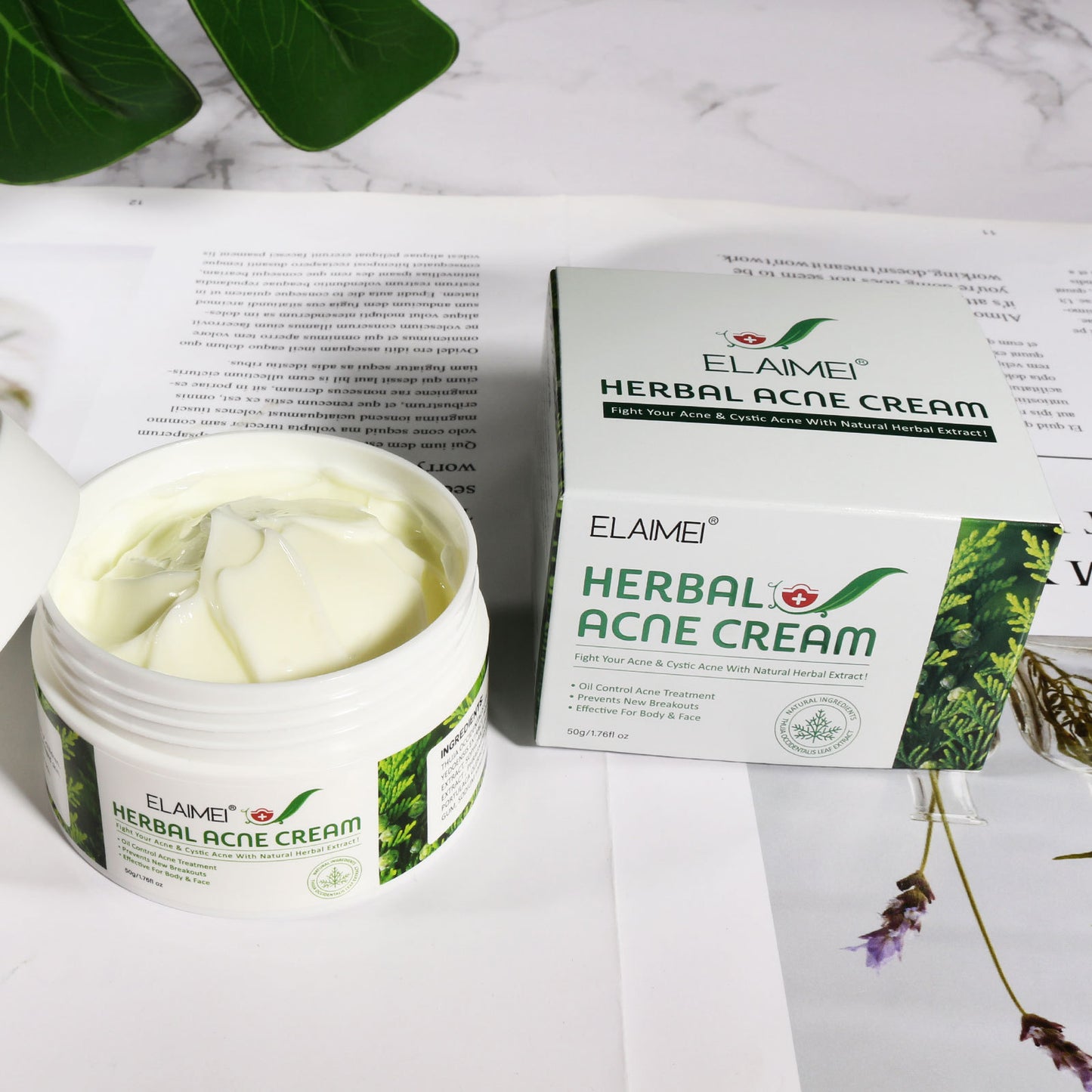 Organic Herbal Extract Anti Acne Treatment Face Cream Remove Pimple Moisturizing Whitening Skin Care Facial Cream