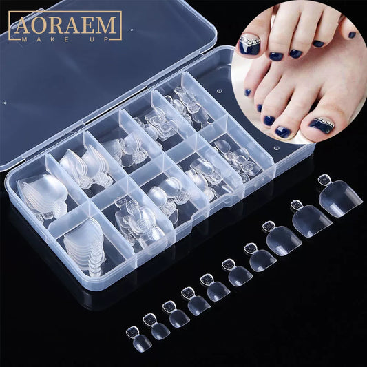 AORAEM 120/240Pcs Toe Nails Clear Acrylic False Foot Nail Tips Natural Artificial Pedicure Manicure Tool Supply