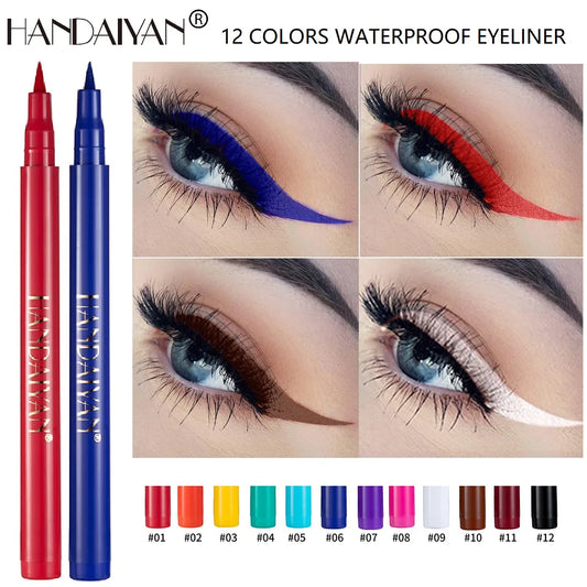 Handaiyan Colored Eyeliner waterproof liquid eye liner matte eye pencil White brown black red blue thin cat Eye makeup cosmetics