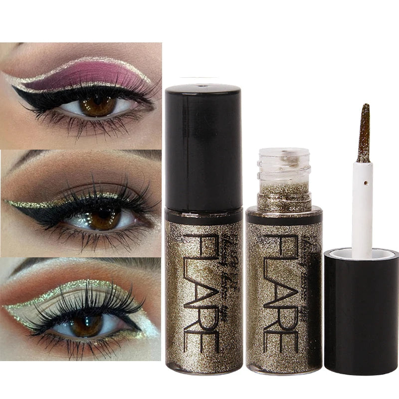 Glitter Eyeliner 5 Colors  Waterproof Pigment Silver Rose Gold Liquid Eye Liner Makeup Cosmetic Long Lasting Shiny Eyeliners