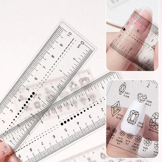 Nail Transparent Soft Ruler Manual Fake Nails Measuring 0.5MM Size Transparent Card Scale Caliper Ruler Nail Art Tool