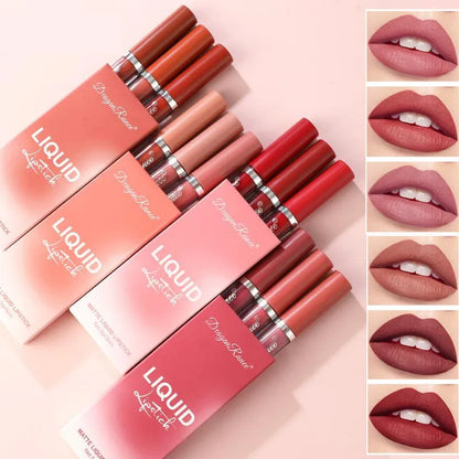 3pcs Velvet Matte Lip Gloss Set Waterproof Long-wear Liquid Lipstick Lip Colour Lips Daily Makeup Women Cosmetics