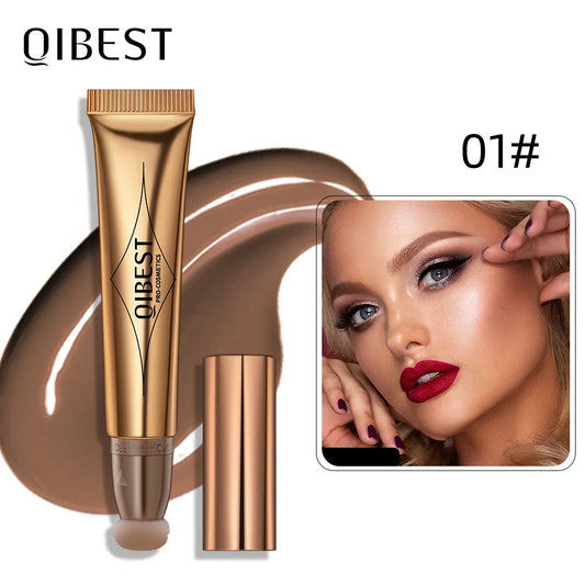 QIBEST Liquid Contour With Cushion Applicator Highlight Shimmer Natural Soft Moisturizing Cream Liquid Blush For Cheek Cosmetics